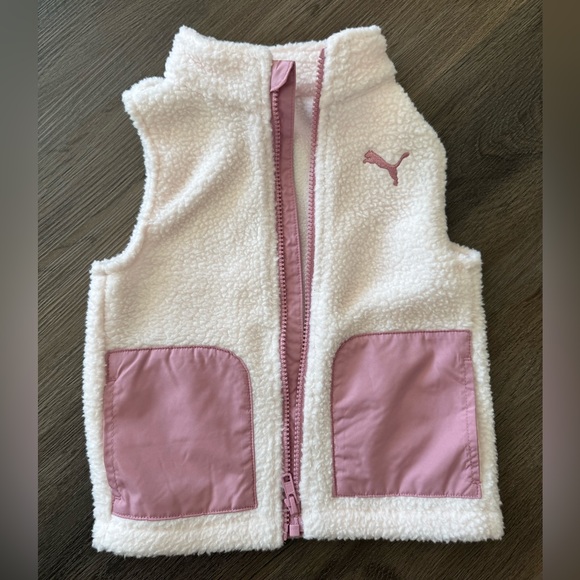 Puma Kids 3 piece vest set - Pink Cream & Grey Size 3T - Picture 4 of 11